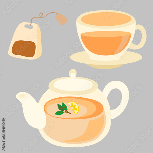 flat design vector illustration of a glass of tea, tea day