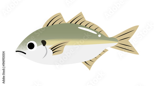 シンプルでかわいい鯵（アジ）のイラスト　食べ物・魚のベクター素材