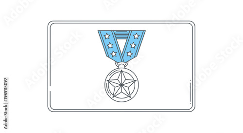 Distinguished award medal illustration symbolizing honor and achievement with a starry blue ribbon