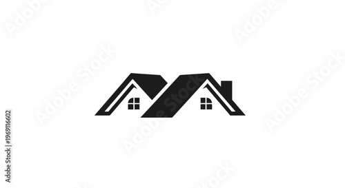Black and white house roof logo.