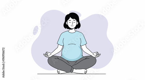 Tranquil Pregnant Woman Meditating in Lotus Position, Embracing Wellness and Calmness During Motherhood