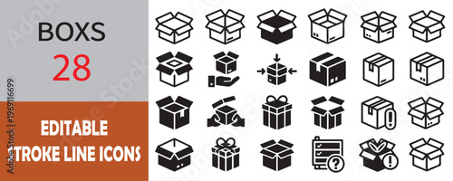 Black solid icons collection for technology and business, set of 28 vector symbols, digital interface and hardware glyphs for web design