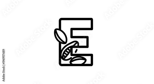 Minimalist initial E logo concept with coffee beans, perfect for beverage branding or cafe identity