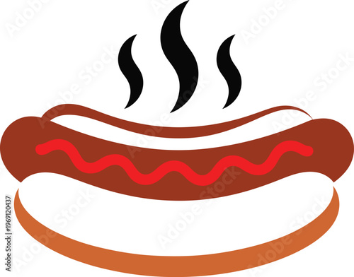 Hot dog with ketchup and steam hotdog food