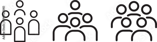 Employee team outline icon set. professional collective outline icons. Line signs group of people. Vector illustration isolated pictograms for web and app on white background.