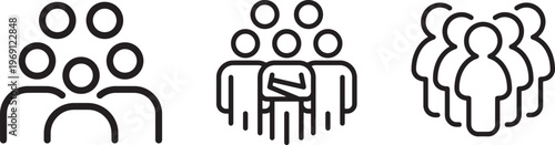 Employee team outline icon set. professional collective outline icons. Line signs group of people. Vector illustration isolated pictograms for web and app on white background.