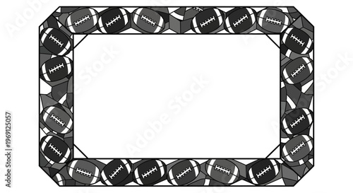 American Football Border Frame with Sport Balls and Copy Space