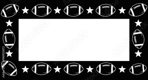 American Football Border Frame with Stars and Copy Space