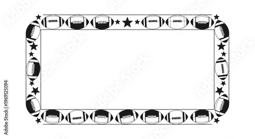 American Football Border Frame with Stars - Sports Themed Design Element