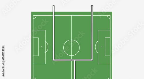 American Football Field Goalpost Top View - Sport Concept