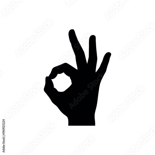 Hand gesture showing OK sign in black silhouette.