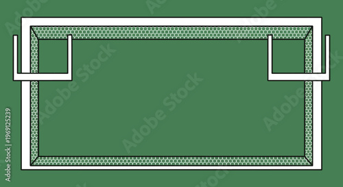 American Football Field Top View White Goalposts Green Background