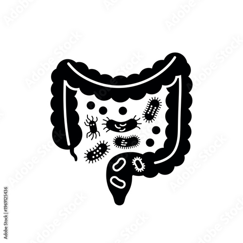 Intestine with Microbes Icon.