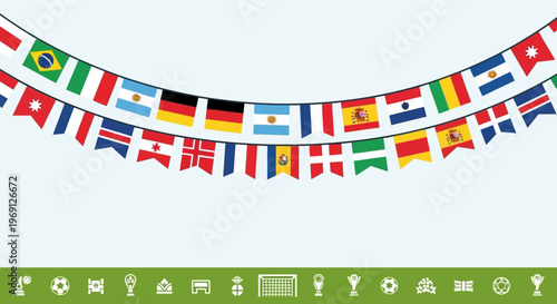 International Flags Bunting Garland Decoration for Sports Events and Celebrations