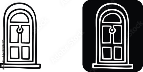 Black and white arched doorway window entrance