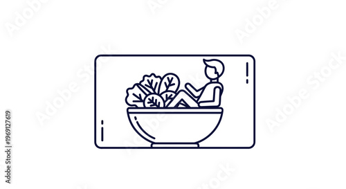 Relaxing in a bowl of fresh greens promotes a healthy, balanced, and sustainable lifestyle choice