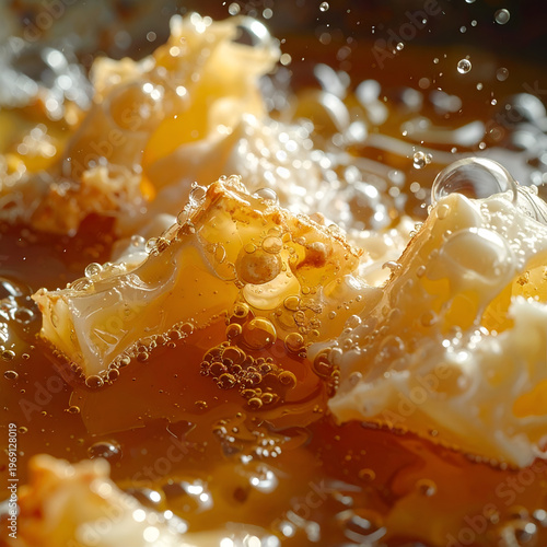 Wallpaper Mural Golden Fried Food Bubbling in Hot Oil Close-Up. Torontodigital.ca