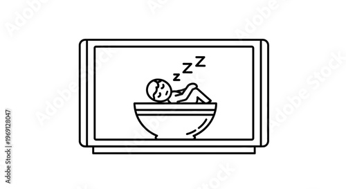 Sweet peaceful slumber of a little one resting comfortably inside a digital display icon artwork