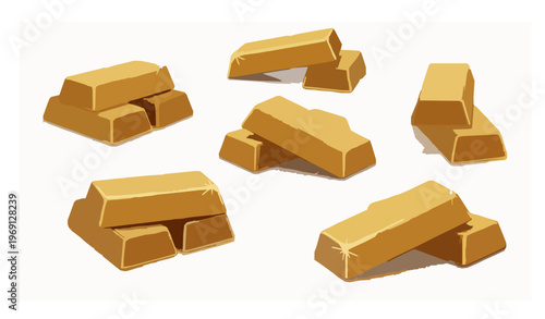 Casual Gold Bars Stack Financial Investment Luxury Vector Illustration