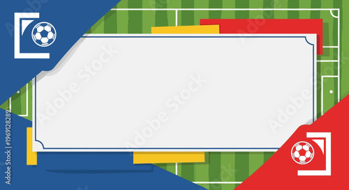 Soccer Game Scoreboard Template With Copy Space and Football Elements