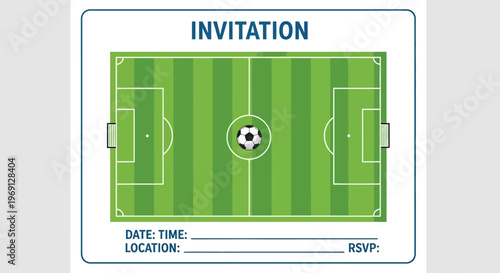 Soccer Invitation Card with Field and Ball
