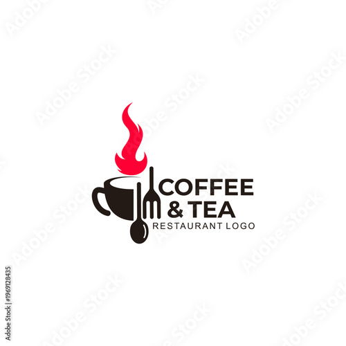 Coffee logo and tea design combination, logo of a drink with a fragrant aroma