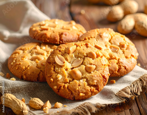 Wallpaper Mural Delicious Peanut Butter Cookies on Rustic Cloth. Torontodigital.ca