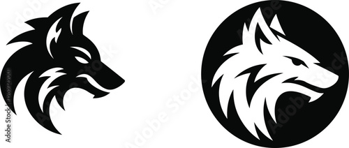 Black and white wolf head animal