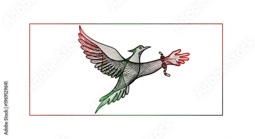 Artistic interpretation of a symbolic bird with wings of hope, breaking free from the shackles of