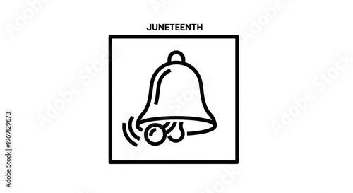 Juneteenth freedom bell ringing icon illustration commemorating emancipation and liberation day