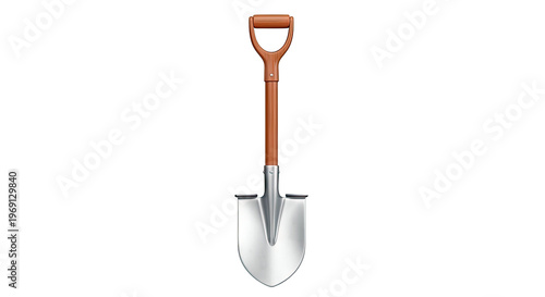 D-handle garden spade with wooden handle and metal blade