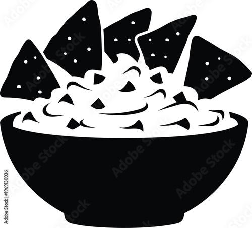 Bowl of nachos with salsa dip vector graphic with dip sauce