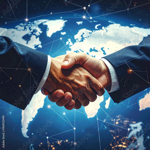 Wallpaper Mural Global Business Partnership - A Handshake of International Collaboration and Agreement. Torontodigital.ca