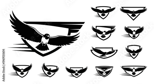 Black and white eagle logo designs.