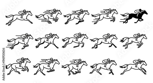 Black and white horse running sequence.