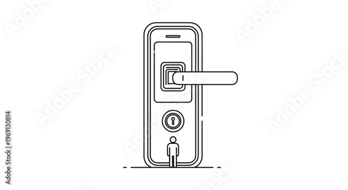 Modern smartphone integrated smart door lock system illustration depicting digital access control