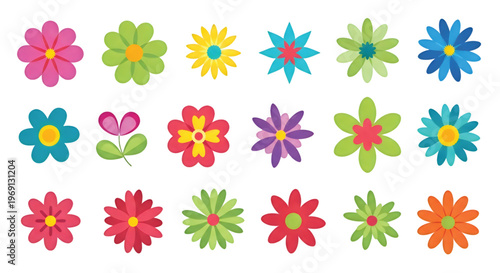 Colorful abstract floral patterns arranged in a grid formation