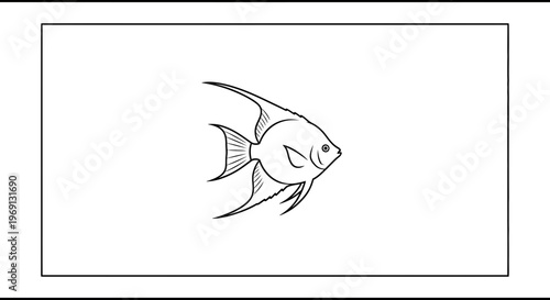 Elegant aquatic angelfish graphic outline illustration for various design applications and