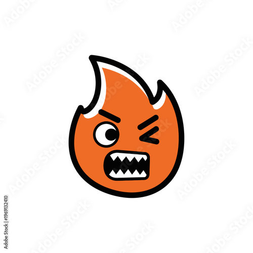Angry fire emoji with sharp teeth and winking eye.
