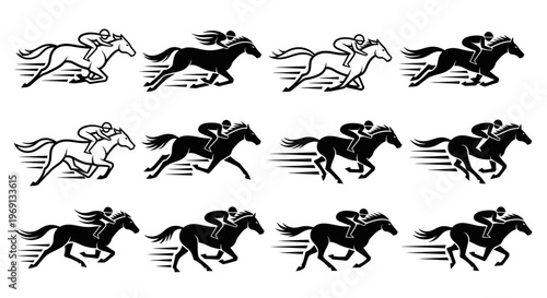 Horse Racing Silhouette Clip Art.