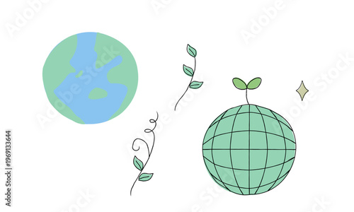手描きの地球と環境保護のイラスト