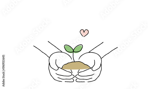 手のひらで育てる新芽のエコイラスト素材