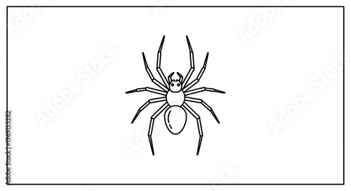 Stylized arachnid illustration with eight legs, simple black outline insect graphic design element