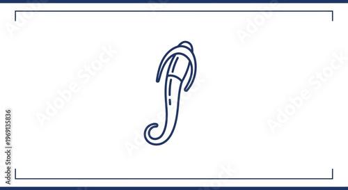 Elegant minimalist dark blue outline of a classic writing instrument isolated on white background