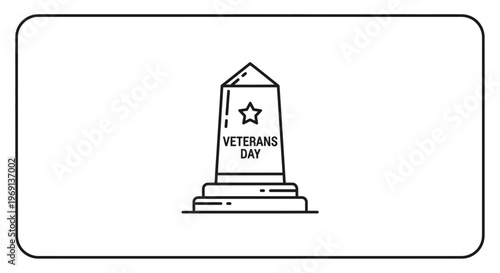 Simple line art illustration of a Veterans Day memorial monument honoring service and sacrifice