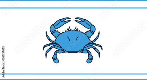 Vibrant blue crustacean marine life illustration with bold outlines and oceanic theme