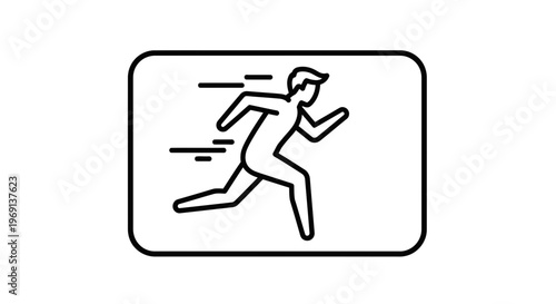 Dynamic line icon of a swiftly running male figure, symbolizing speed, active lifestyle, and