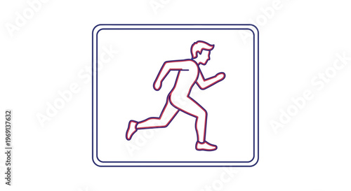 Vibrant gradient line icon portraying a human figure in swift motion, symbolizing activity and