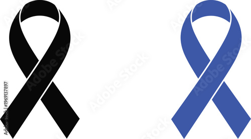 Black and blue awareness ribbons side by side symbol