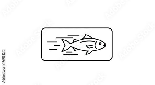 Dynamic outline illustration of a rapidly swimming fish representing swift aquatic motion icon